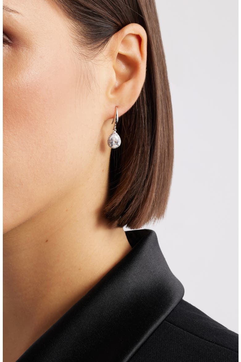Cubic Zirconia Teardrop Earrings, Alternate, color, CLEAR- SILVER