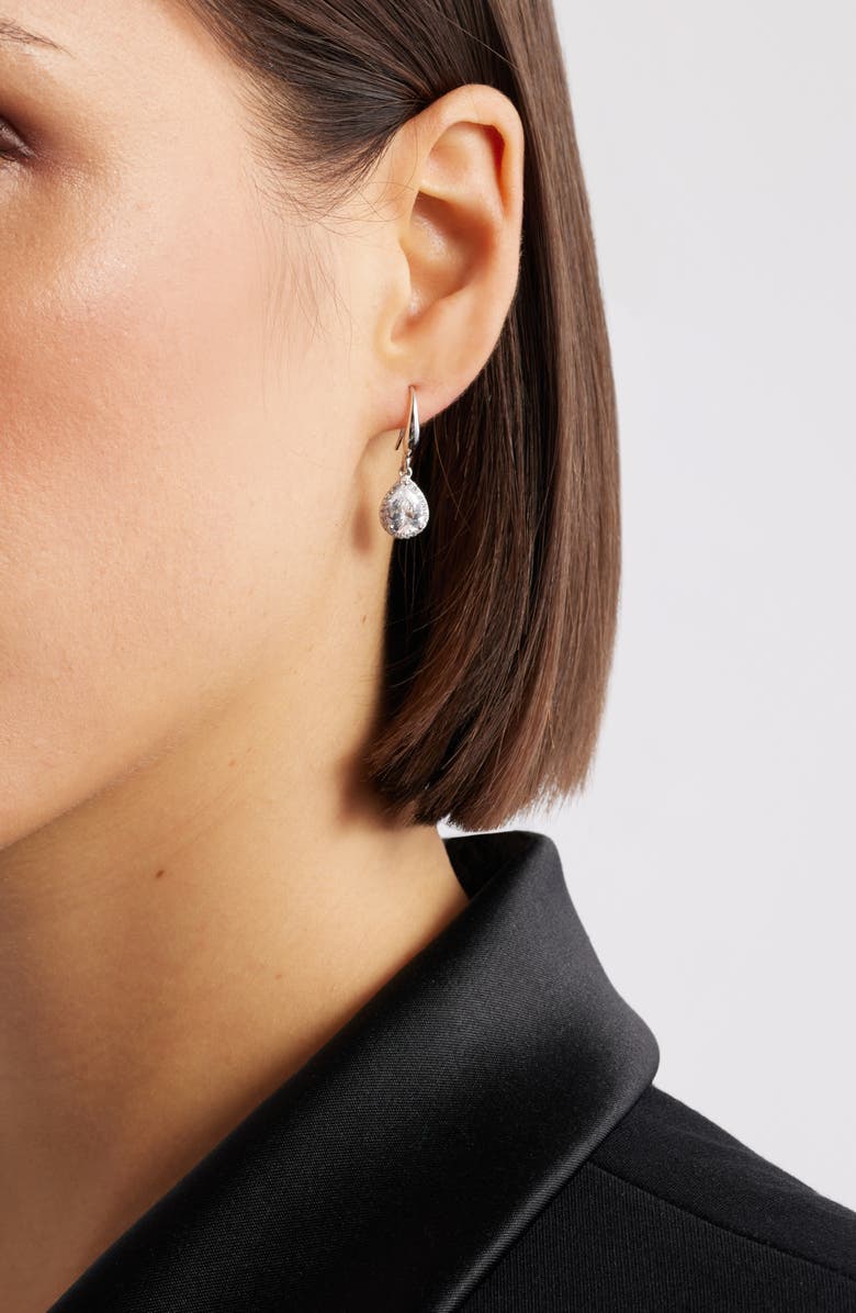 Nordstrom Cubic Zirconia Teardrop Earrings, Alternate, color, Clear- Silver