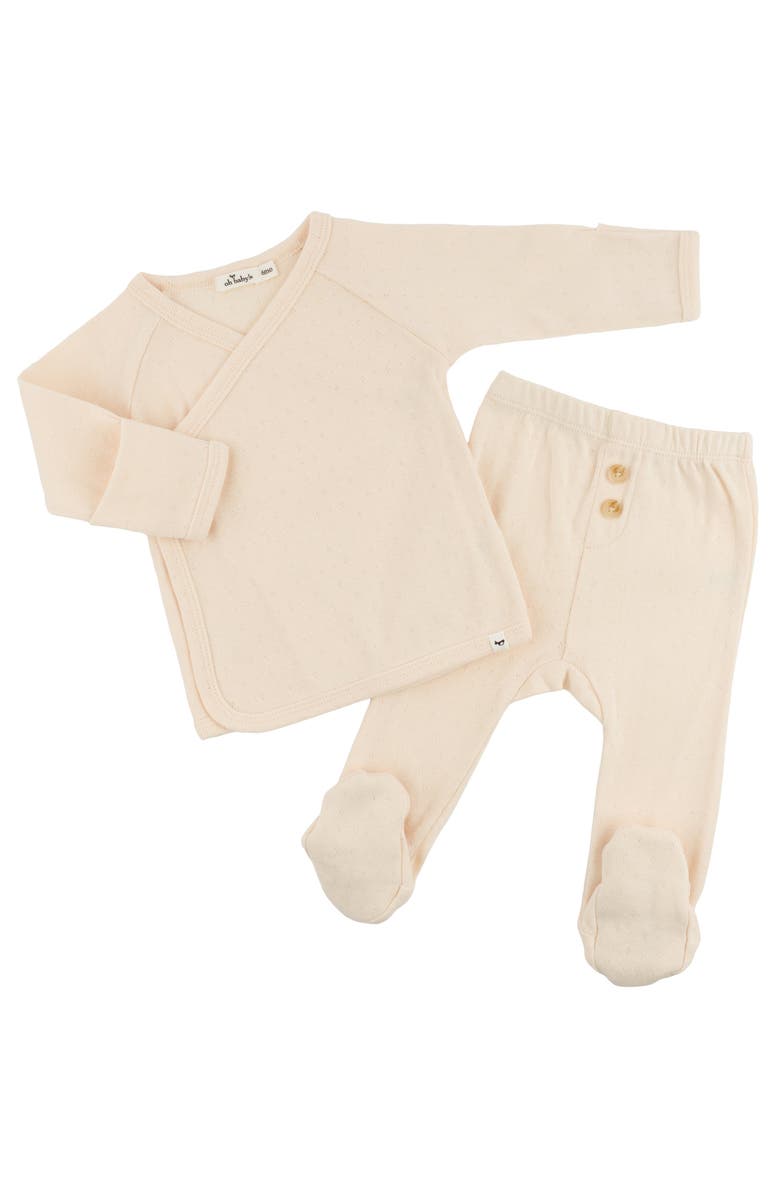 oh baby! Twinkle Pointelle Wrap Top Set, Alternate, color, Natural