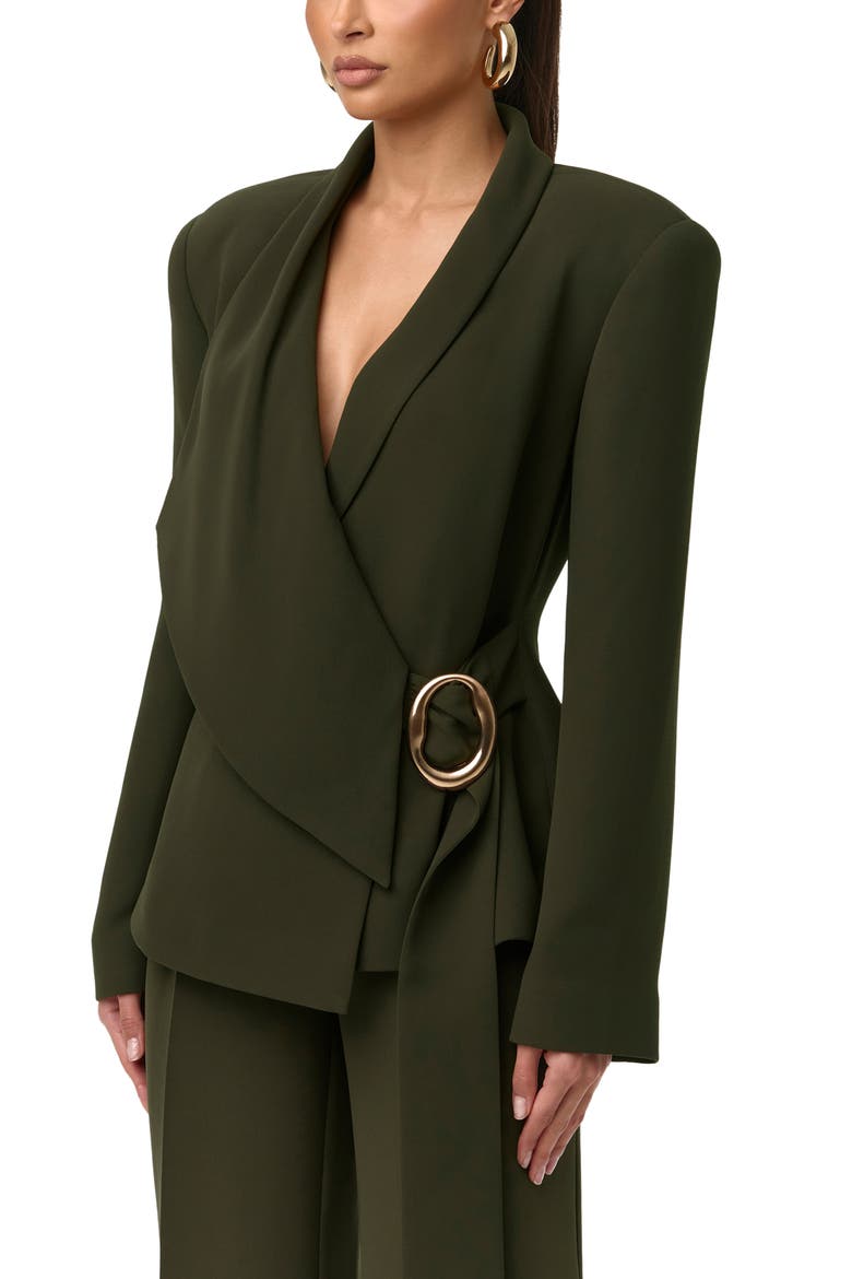 Asymmetric Wrap Blazer, Alternate, color, FOREST NIGHT