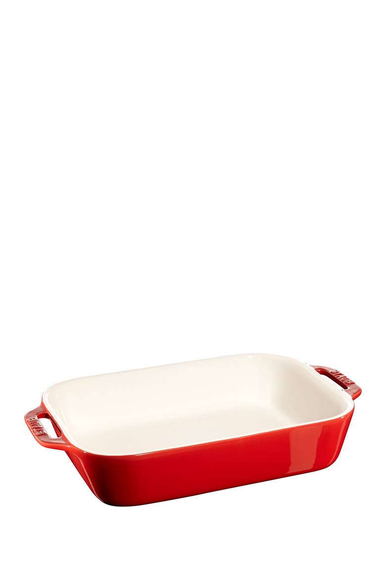 Ceramic 10.5-inch x 7.5-inch Rectangular Baking Dish - Cherry, Main, color, CHERRY