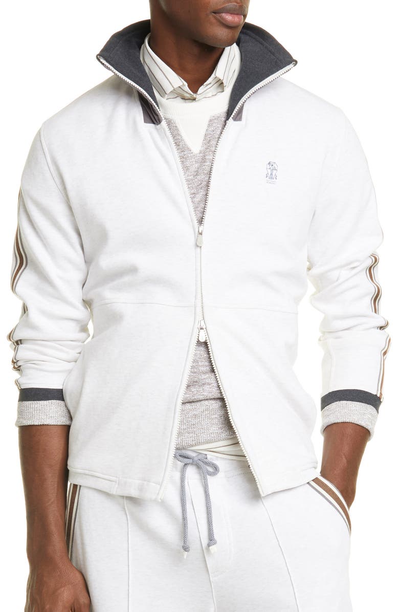 Brunello Cucinelli Athletic Stripe Track Jacket, Main, color, 