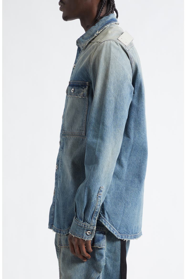 Distressed Denim Overshirt, Alternate, color, WASHED INDIGO