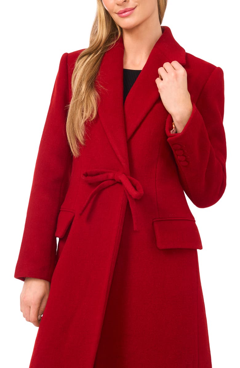 Ted Baker Bow Wool Blend Longline Coat, Alternate, color, Wild Crimson
