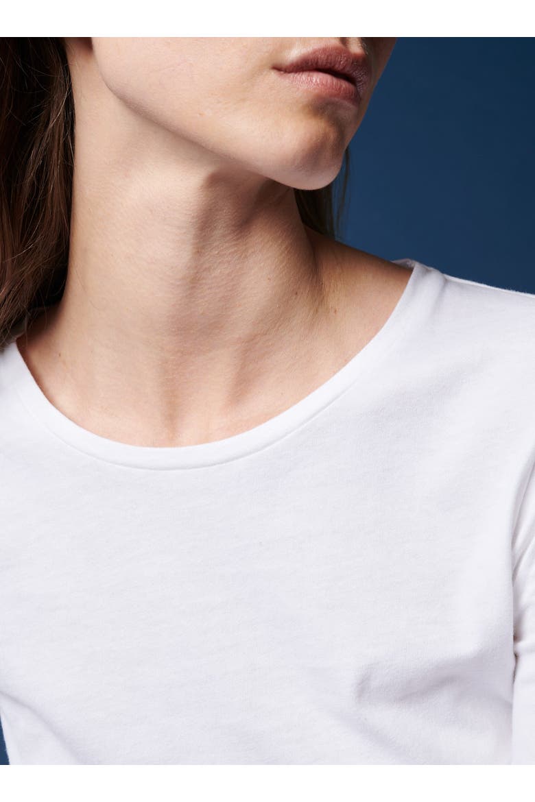 Cotton 'Silk Touch' Long Sleeve Crewneck T-Shirt, Alternate, color, BLANC