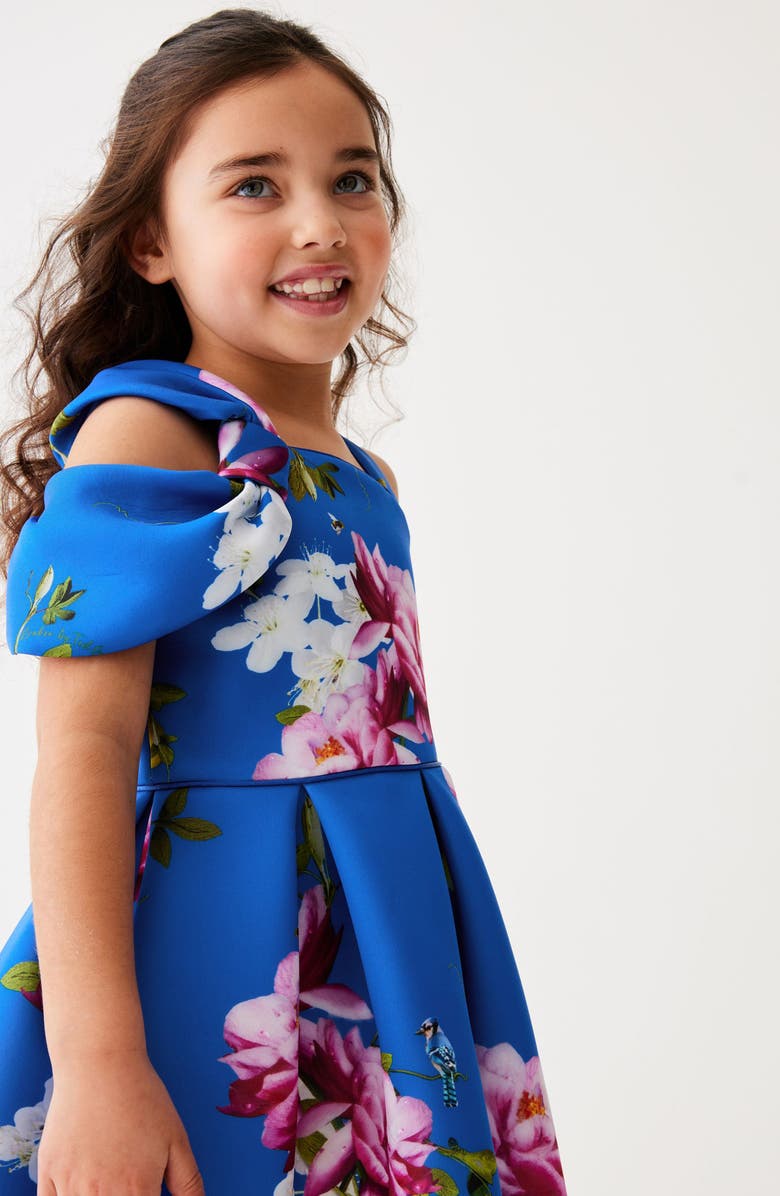 Baker by Ted Baker Kids' Floral Shoulder Bow Scuba Crepe Dress, Alternate, color,