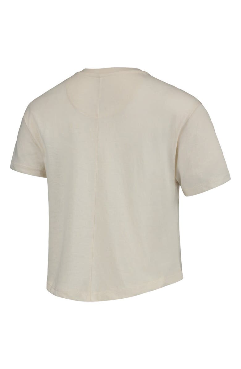 PRESSBOX Women's Pressbox Cream Texas A&M Aggies Taylor Animal Print Cropped T-Shirt, Alternate, color,