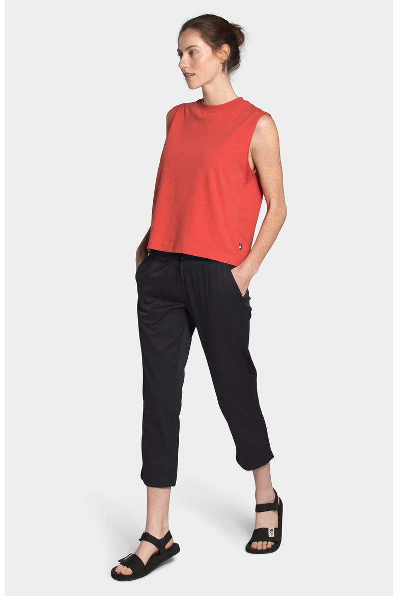 Aphrodite Motion Water Repellent Capri Pants, Alternate, color, BLACK