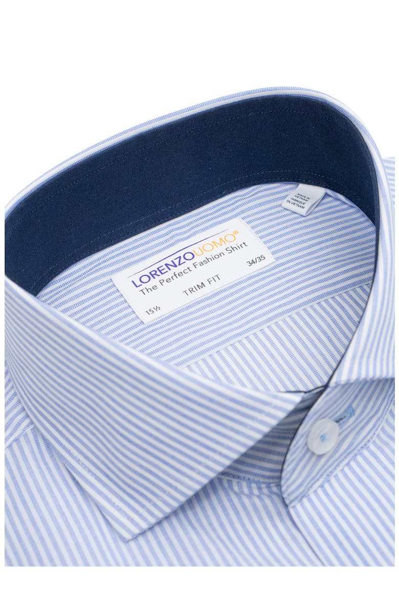 Trim Fit Stripe Print Dress Shirt, Alternate, color, WHITE/ BLUE