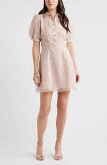 Floral Embroidered Puff Sleeve Minidress