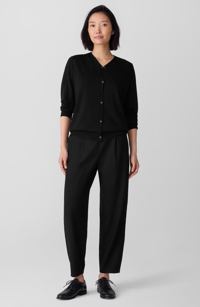 Eileen Fisher V-Neck Wool Cardigan, Alternate, color, Black