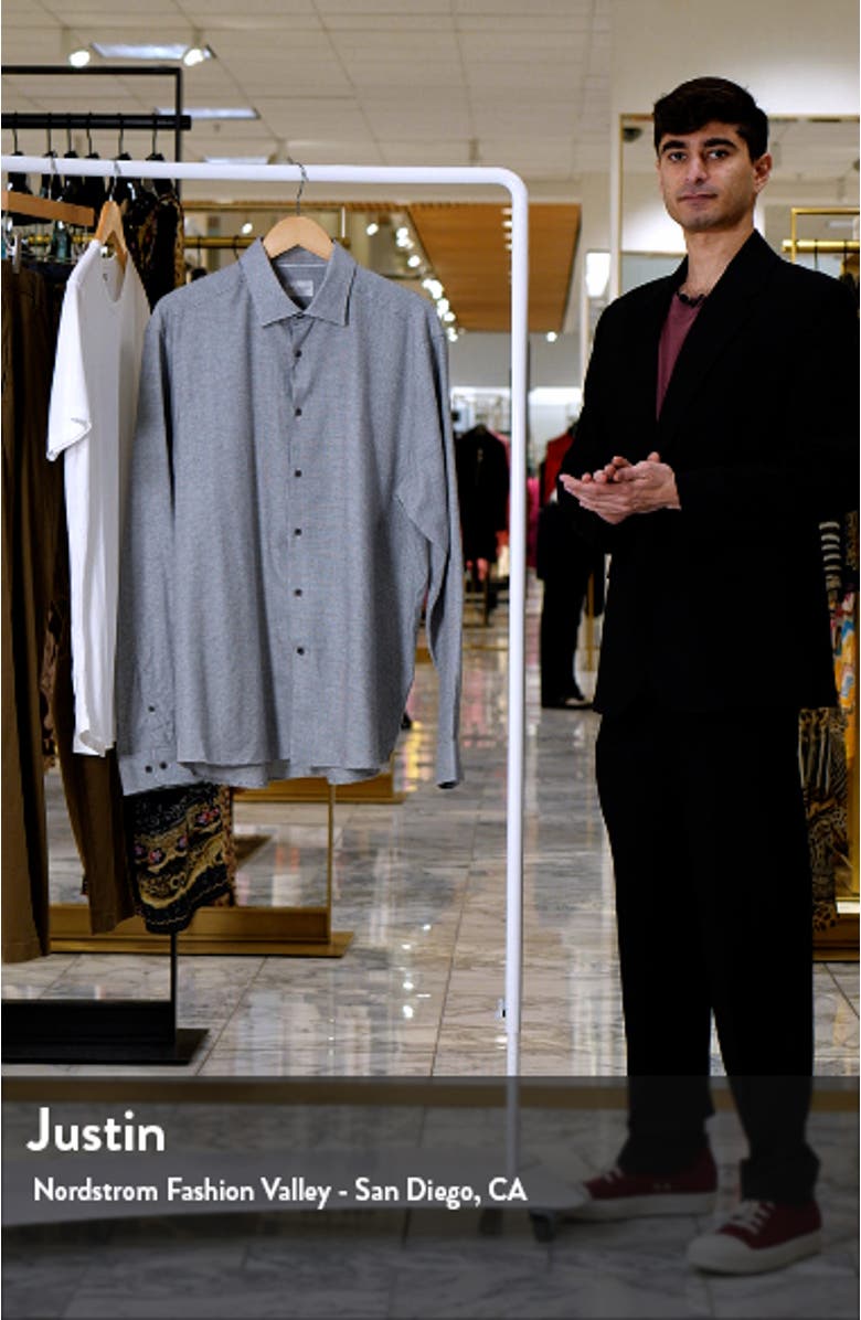Glen Modern Fit Houndstooth Check Cotton Button-Up Shirt, sales video thumbnail