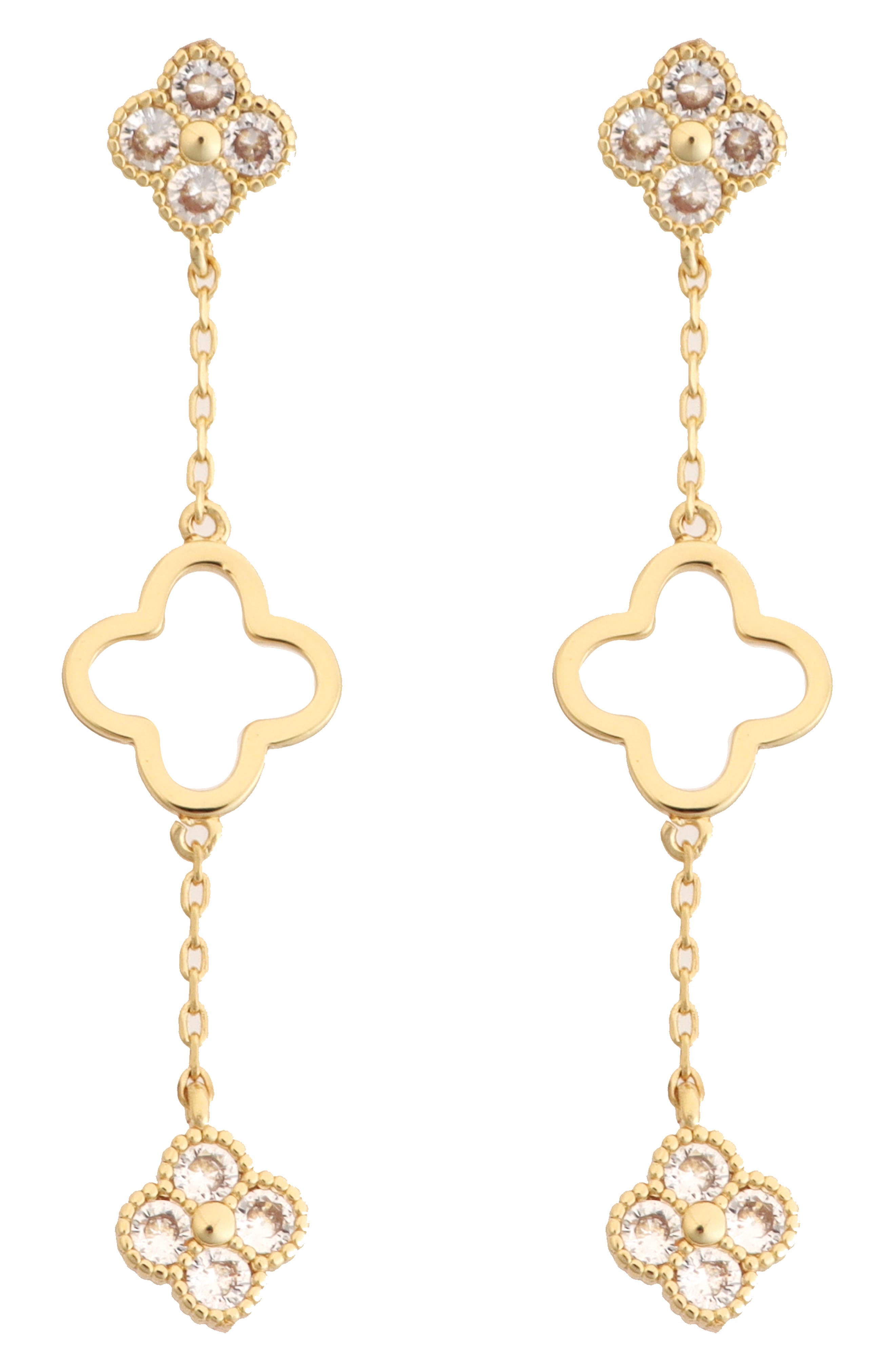 Panacea Crystal Clover Linear Drop Earrings (Women) | Nordstromrack