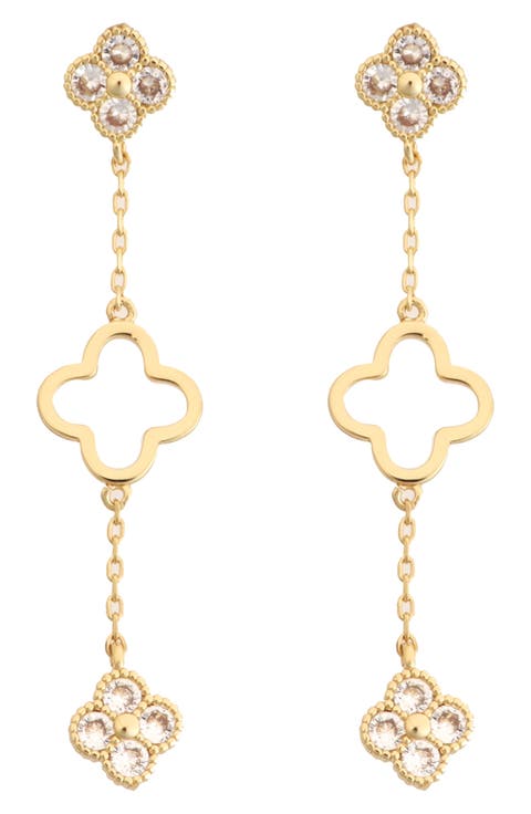 Crystal Clover Linear Drop Earrings