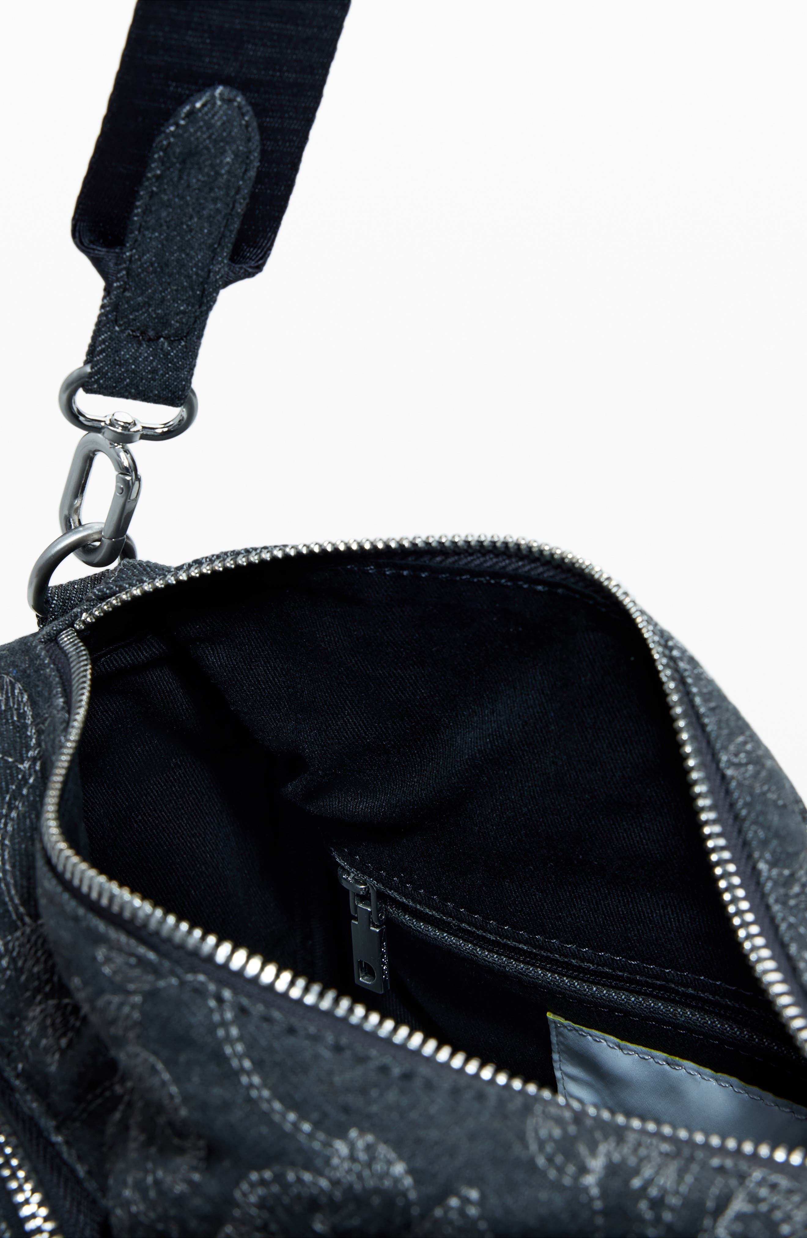 Desigual Denim Shoulder Bag, Alternate, color, Black