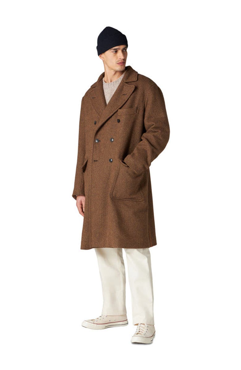 Fortela Serwilliam1 Tweed Double-Breasted Coat, Alternate, color, Brown