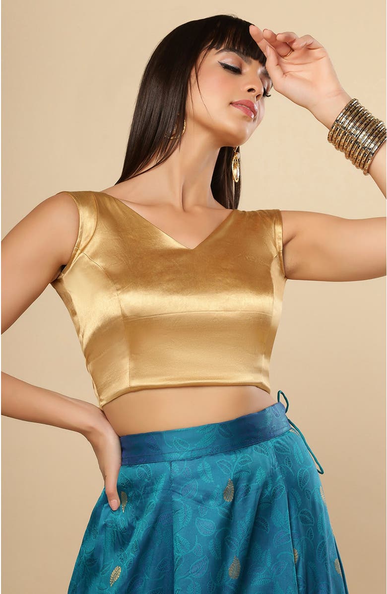 One Minute Saree<sup>®</sup> Amiya Satin  Stretch Saree Blouse, Main, color, 