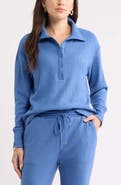 Caslon® Waffle Button Front Sweatshirt