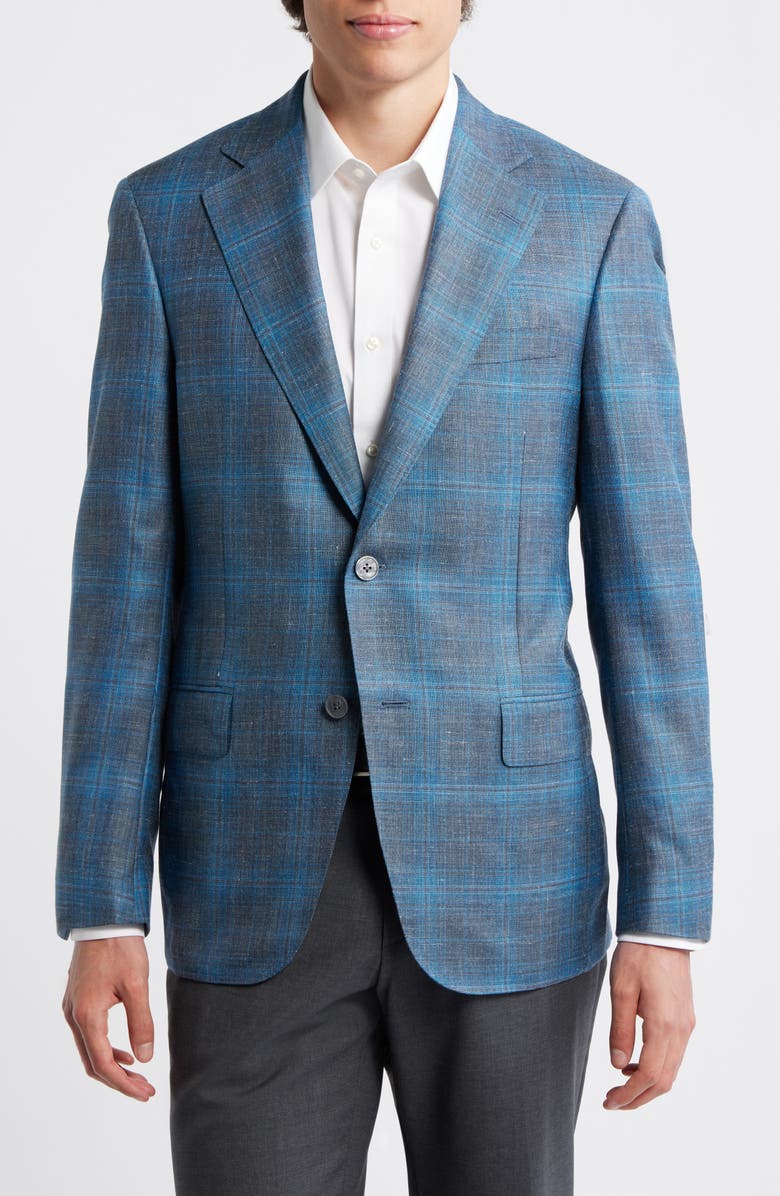 Heritage Gold Teal & Blue Slub Wool Blend Sport Coat, Alternate, color, Teal