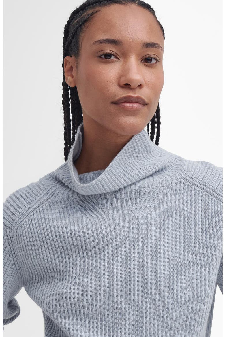 Nora Cotton & Wool Rib Funnel Neck Sweater, Alternate, color, PEARL BLUE