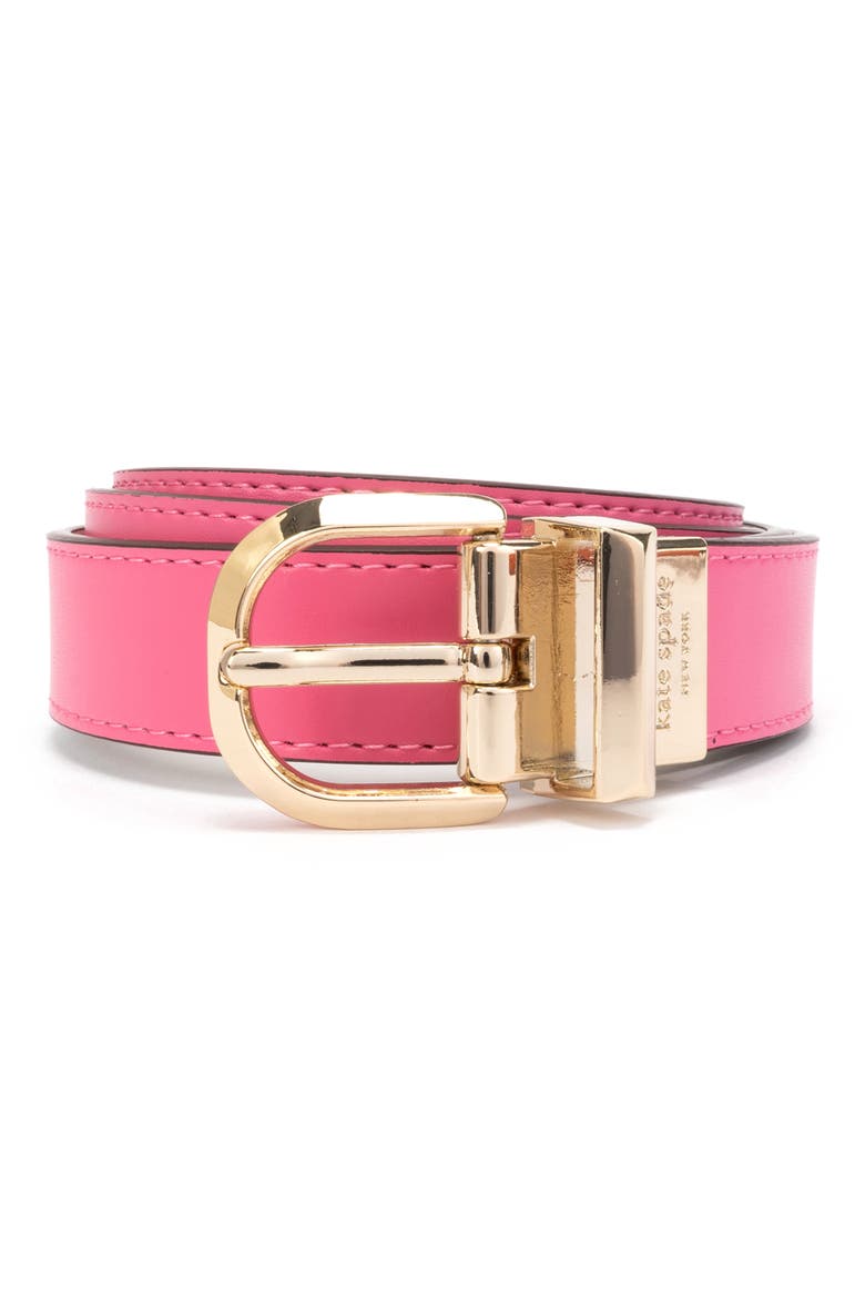 reversible leather blend belt, Main, color, PINK CLOUD
