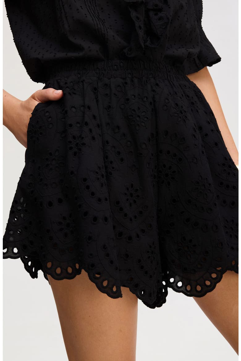 Eyelet Cotton Shorts, Alternate, color, TRUE BLACK