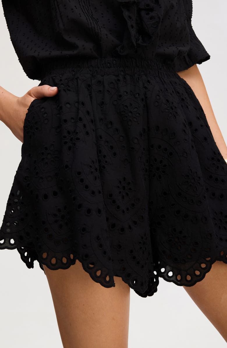 Sam Edelman Eyelet Cotton Shorts, Alternate, color, True Black