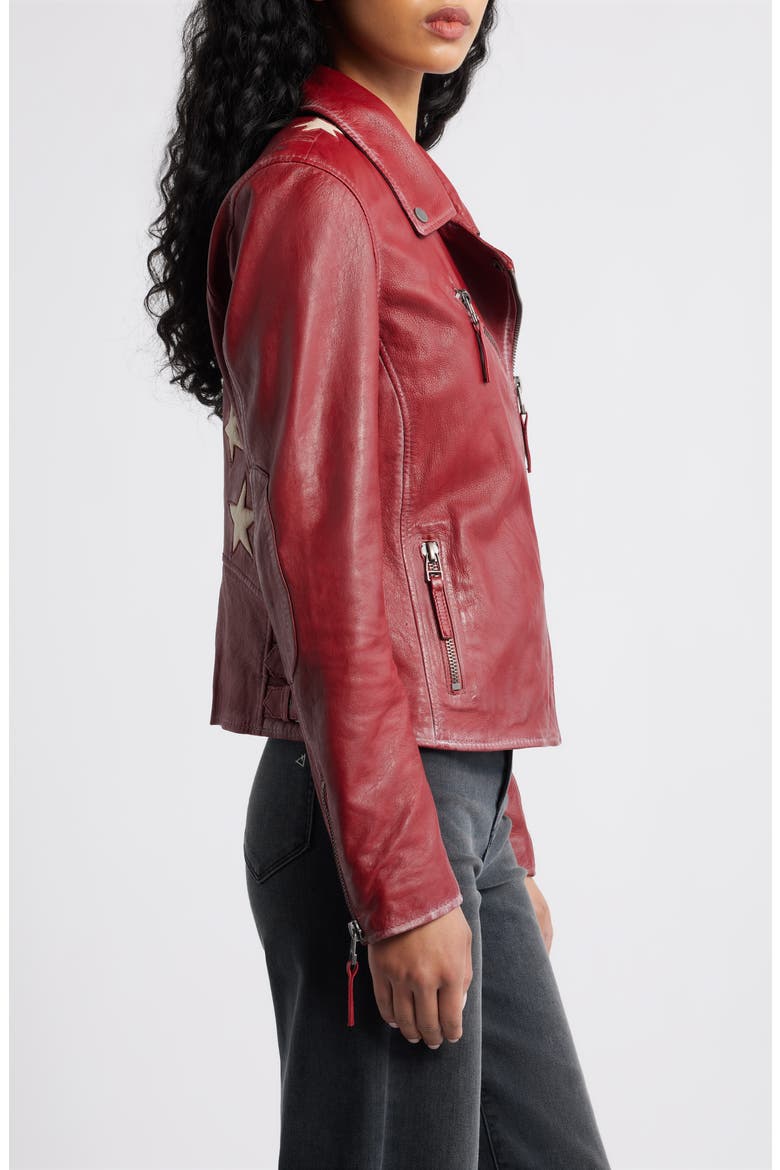 Christy Leather Moto Jacket, Alternate, color, RED