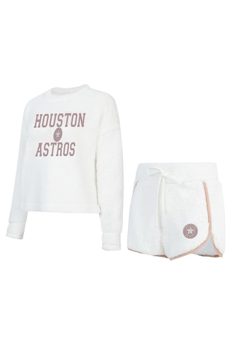 Women's Concepts Sport White Houston Astros Painter Sherpa Long Sleeve T-Shirt & Short Set, Alternate, color, White
