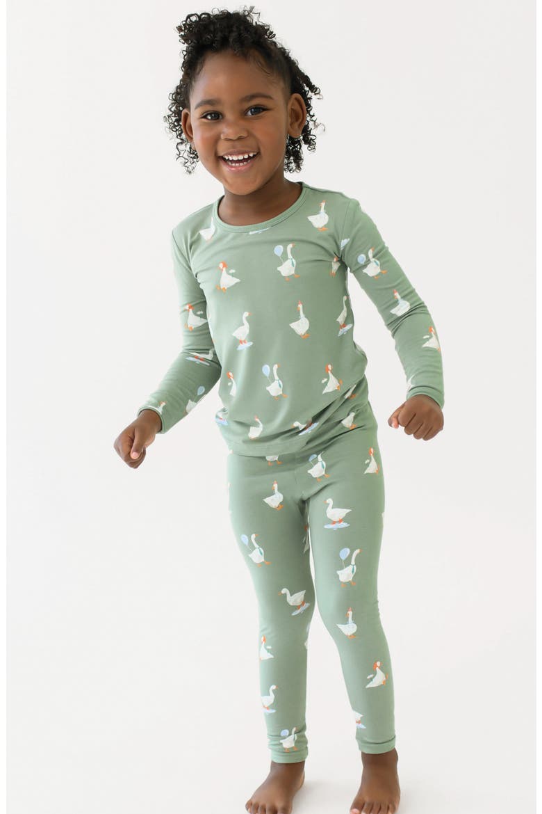Kids' Print Fitted Two-Piece Pajamas, Alternate, color, SILLY GOOSE