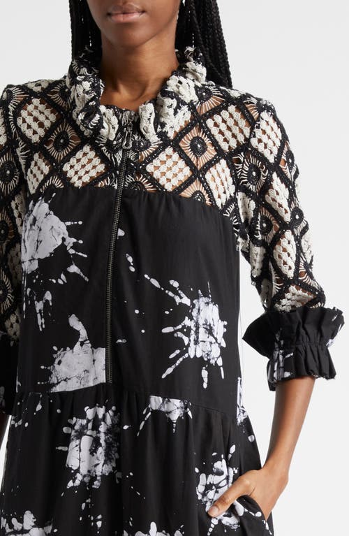 Busayo Bidemi Mixed Media Cotton Maxi Dress In Black/white
