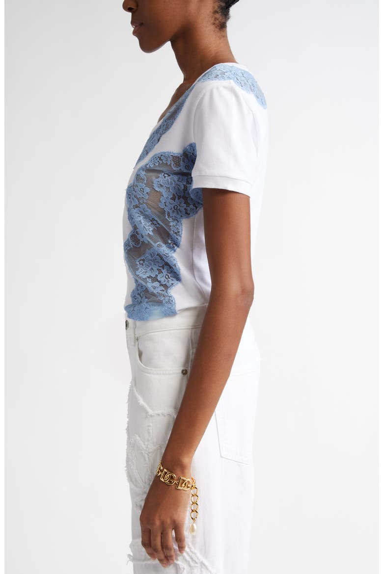 Lace Inset Jersey T-Shirt, Alternate, color, BIANCO OTTICO