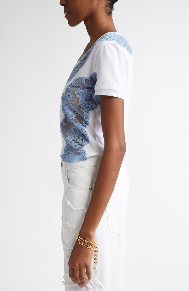 Dolce&Gabbana Lace Inset Jersey T-Shirt, Alternate, color, 