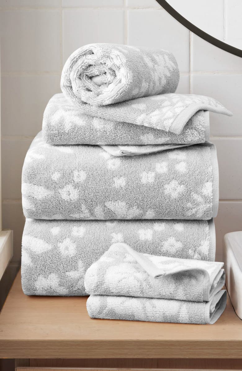 Lucky Brand Folk Floral 6-Piece Assorted Towels, Alternate, color, Glacier Grey