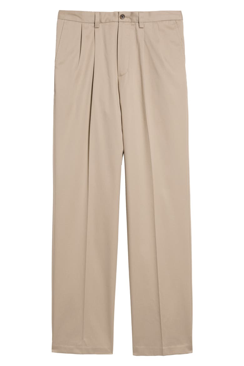 'Classic' Smartcare™ Relaxed Fit Double Pleated Cotton Pants, Alternate, color, TAN