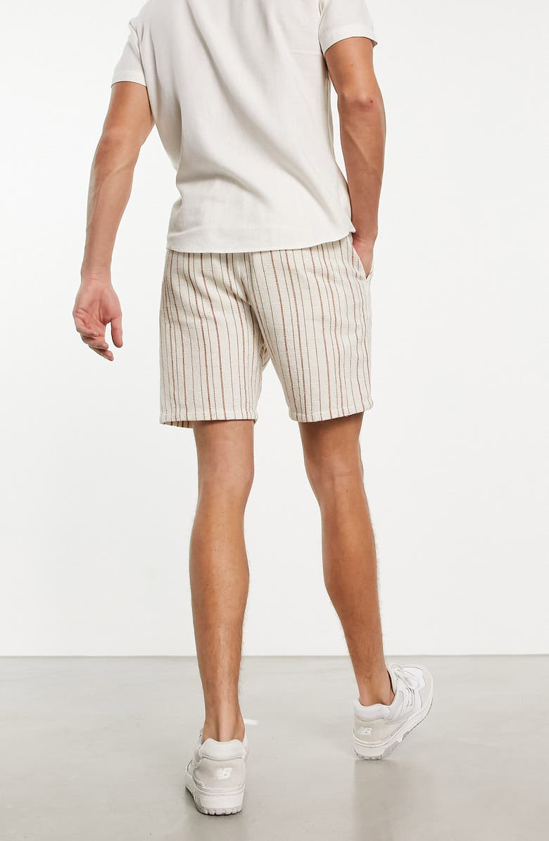ASOS DESIGN Textured Stripe Slim Fit Cotton Shorts, Alternate, color, 