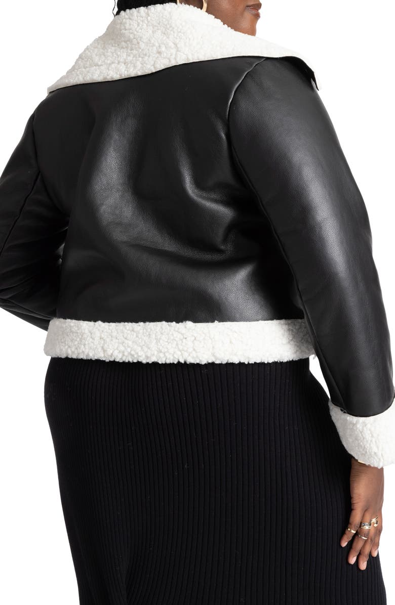 ELOQUII Faux Shearling Crop Jacket, Alternate, color,