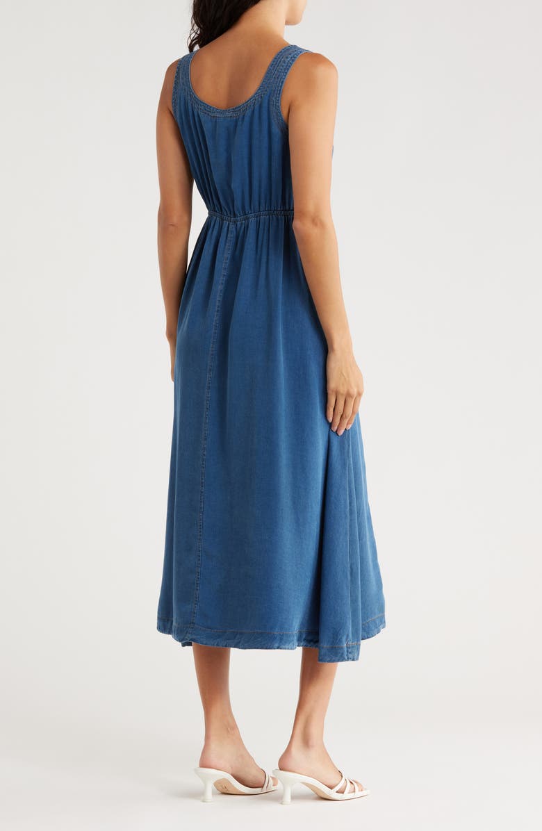 Half Zip Denim Midi Dress