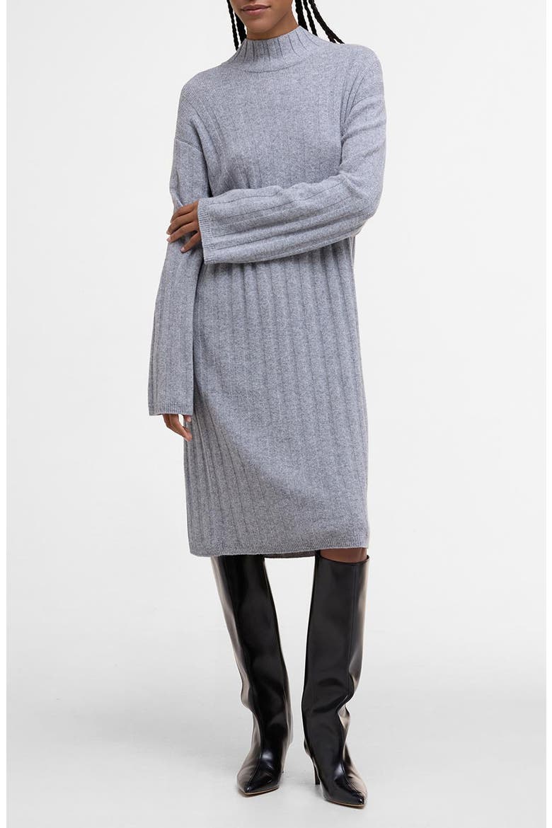 Sophia Long Sleeve Wool & Cotton Rib Sweater Dress, Main, color, LIGHT GREY
