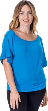 24seven Comfort Apparel Loose Fit Dolman Top with Wide Sleeves