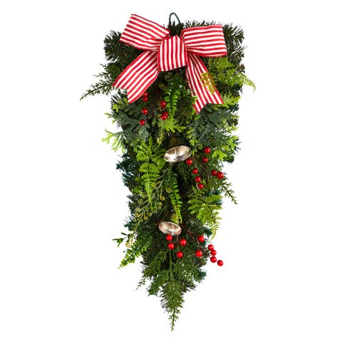 26-in Holiday Christmas Bells and Bow Artificial Swag