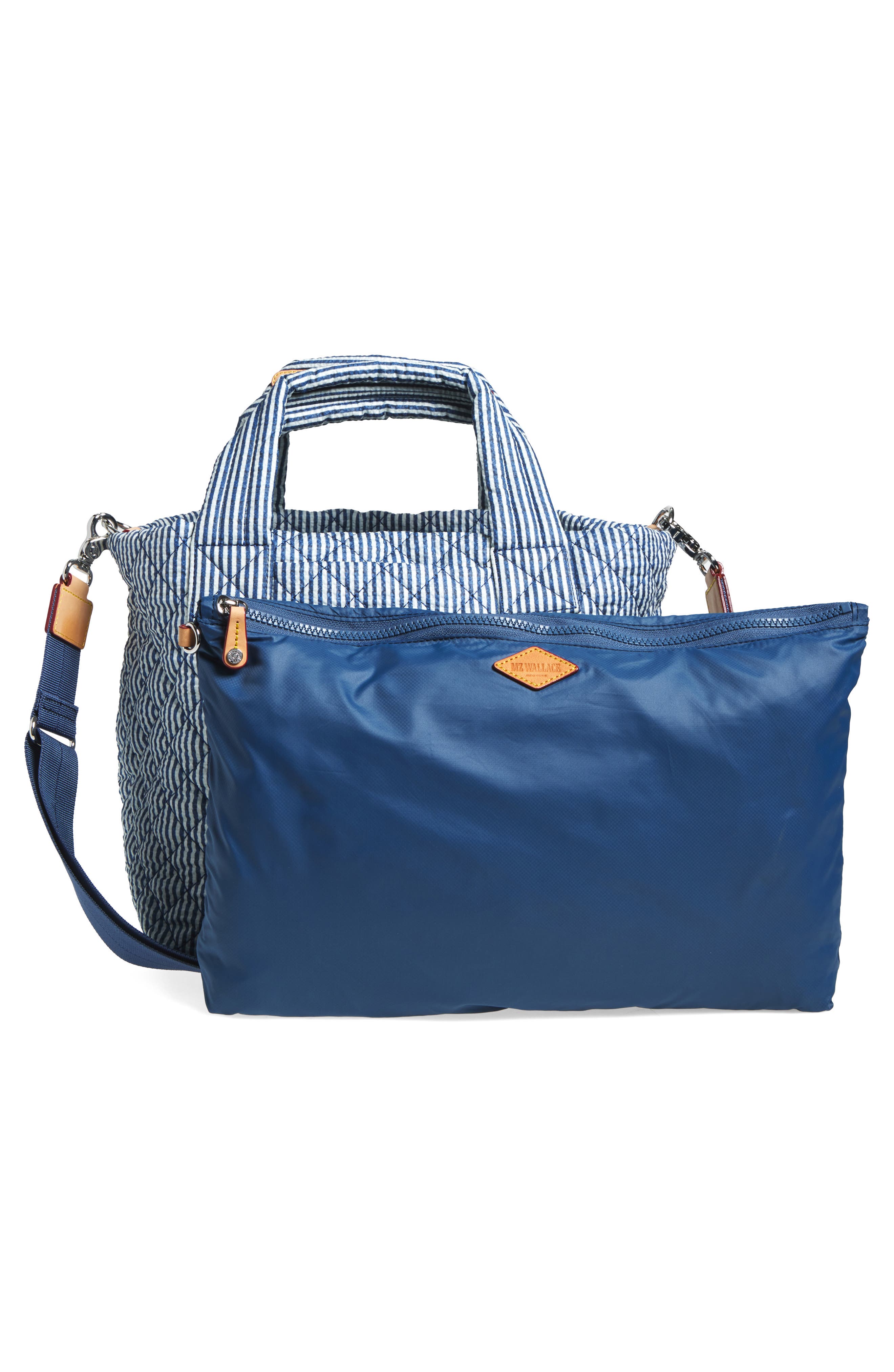 MZ Wallace Small Metro Deluxe Quilted Seersucker Tote, Alternate, color, Seersucker