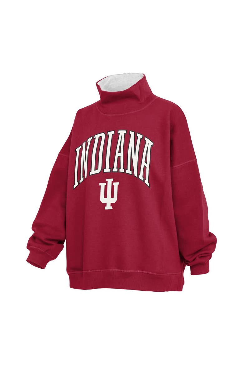 Women's Pressbox  Crimson Indiana Hoosiers Oversized Mock Neck Sweatshirt, Alternate, color, Crimson