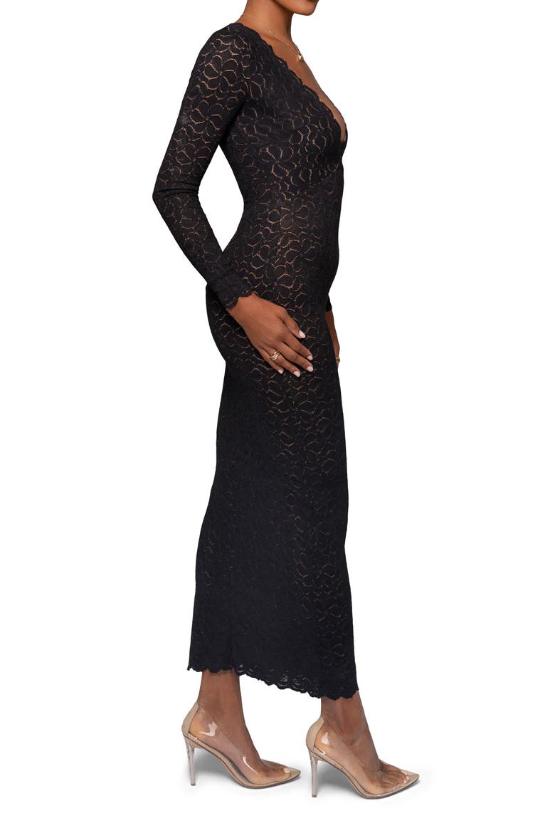 Reunited Lace Long Sleeve Maxi Dress, Alternate, color, BLACK
