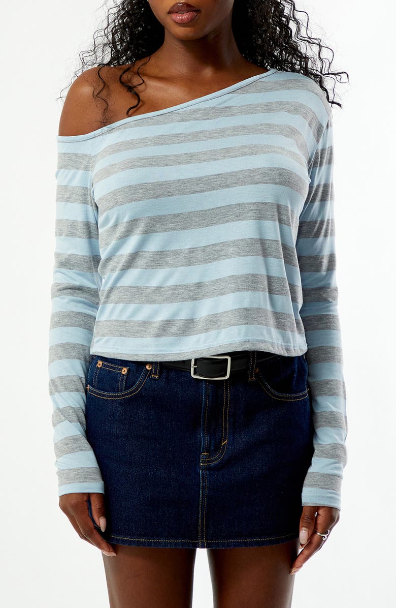 PacSun Olivia Stripe Off the Shoulder Top, Main, color, Light Blue