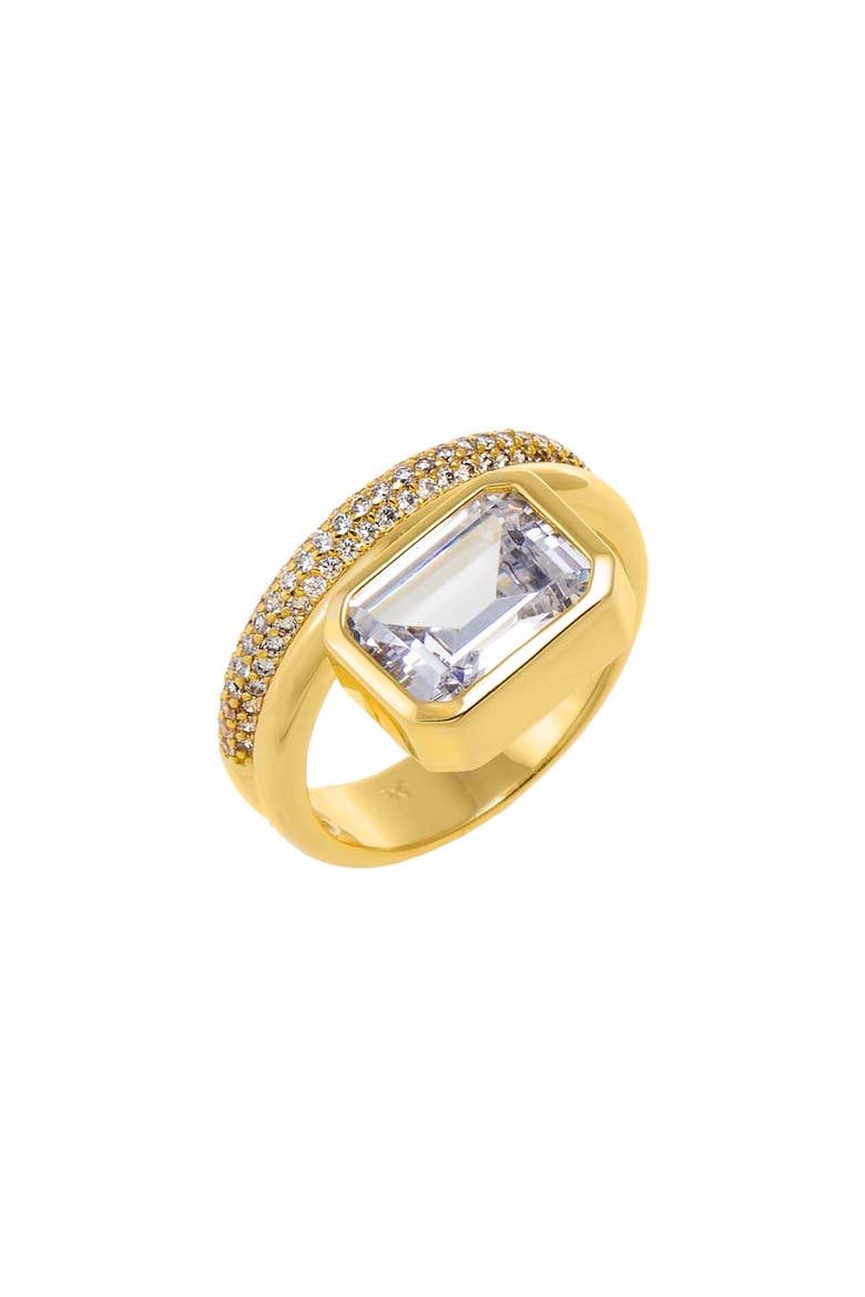 CZ Emerald Bezel Double Row Ring, Main, color, Gold
