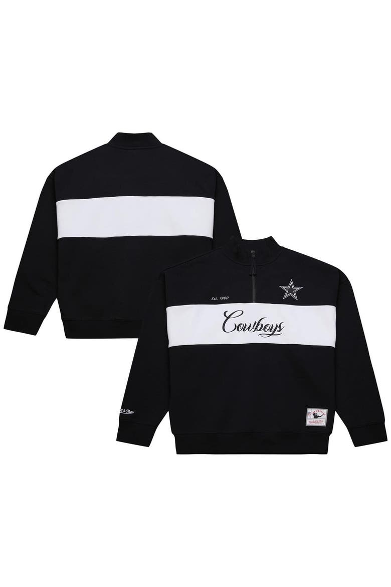 Women's Mitchell & Ness Black Dallas Cowboys Quarter-Zip Jacket, Main, color, Black