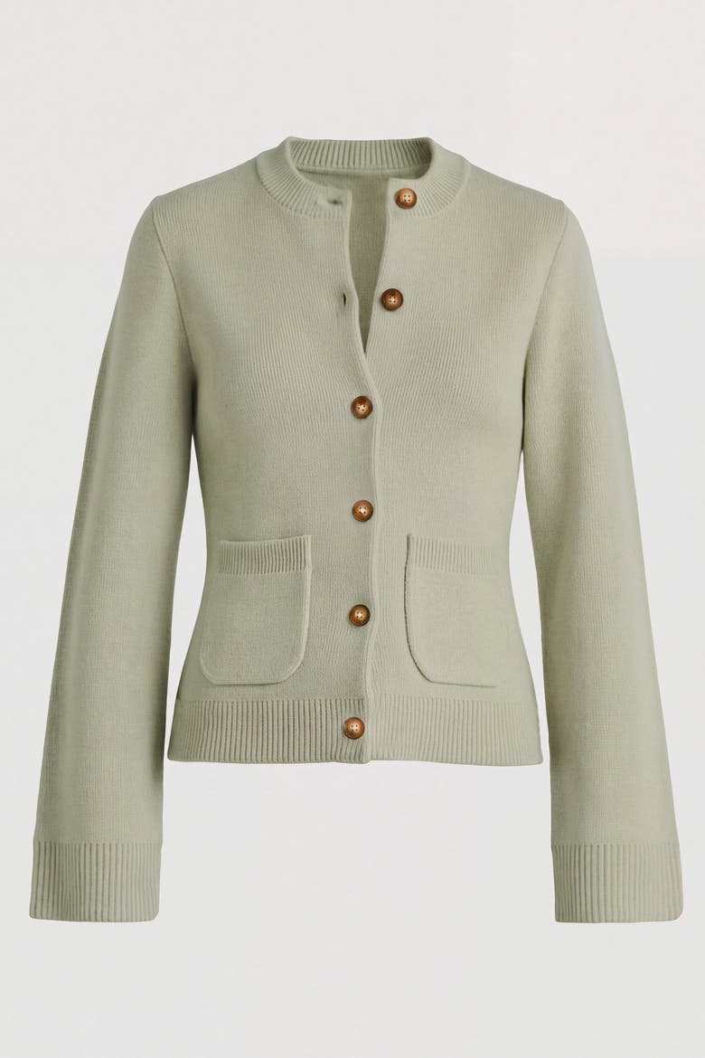Eames Cotton Wool Button Cardigan, Alternate, color, Pistachio