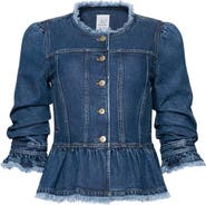 Cinq à Sept Frieda Peplum Detail Denim Jacket