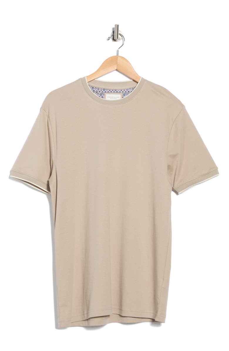 DENIM AND FLOWER Dressy Tip Crewneck T-Shirt, Alternate, color, Sand